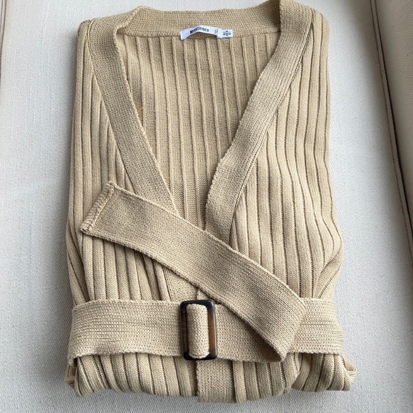 SOLD// MISSGUIDED Tan Belted Long Cardigan - Picture 2 of 11